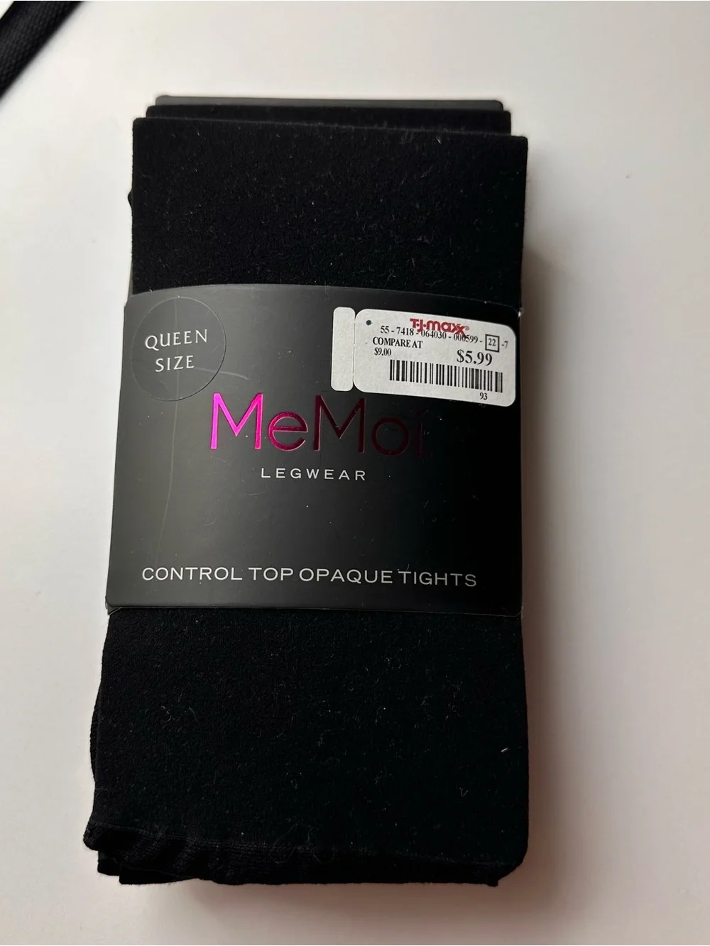 MeMoi Women’s Control Top Opaque Tights – Black (Queen Size)